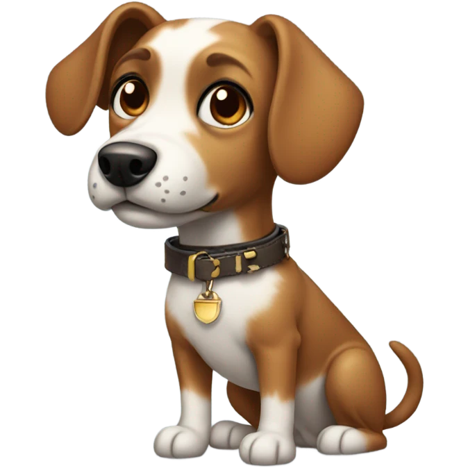 realistic dog collar portrait add a brown patch to the small dogs eye emoji
