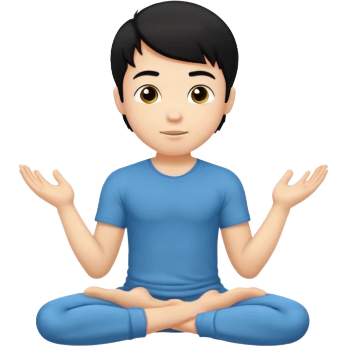 White boy with black hair doing namaste  emoji
