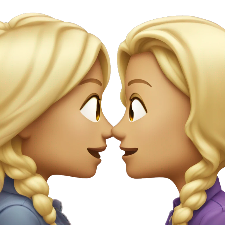 two lesbians kissing : one is older, femme and blond. Another is younger  emoji
