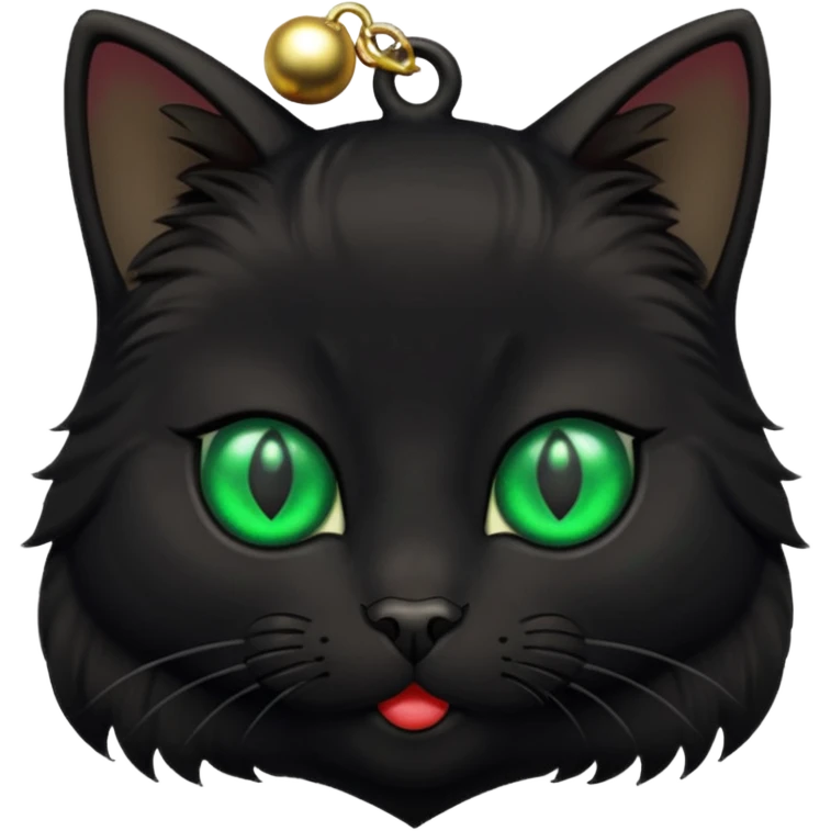 black cat wearing a jingle bell necklace emoji