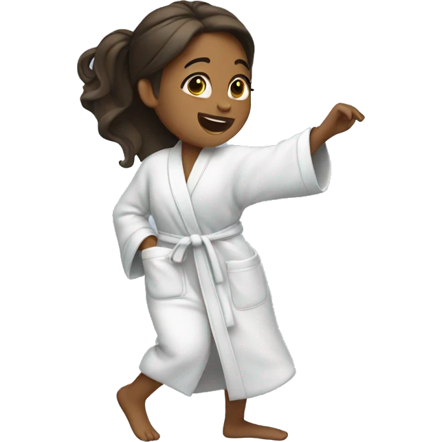 Girl dancing in bathrobe  emoji