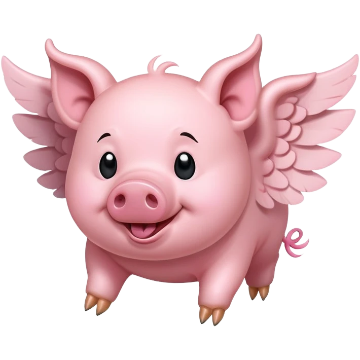 smiley face winged flying pig  emoji