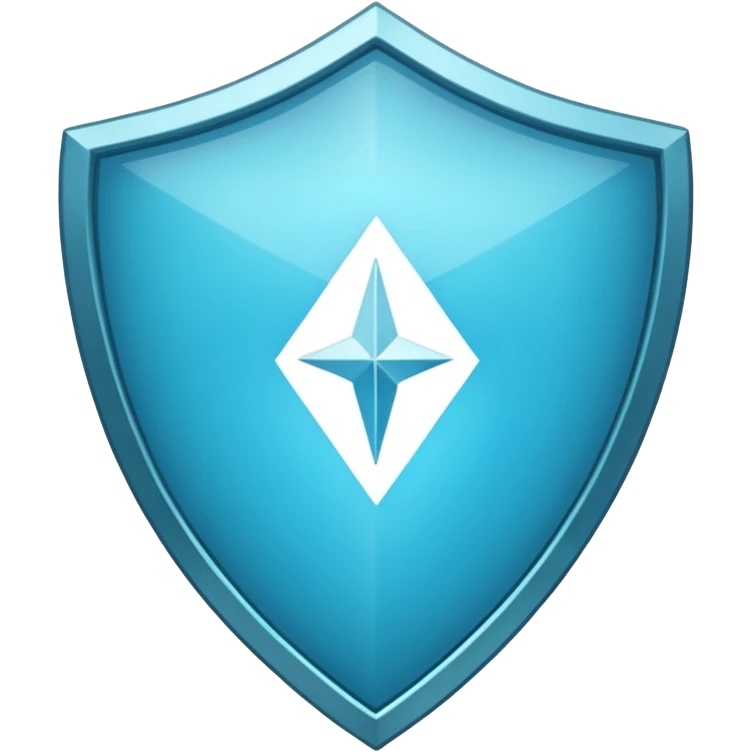 Cyan blue shield with diamond emoji