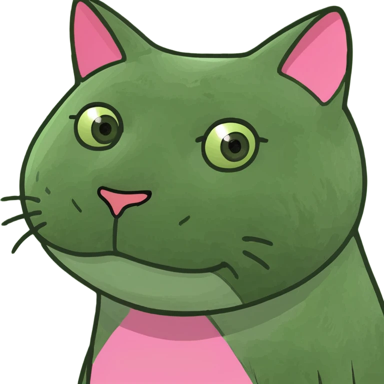 kawaii lady with pink cat emoji