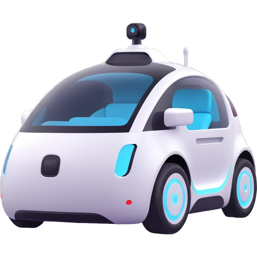 futuristic self-driving car with an AI robot driver emoji