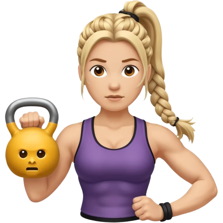 Una Kettlebell con la parte delantera con una vikinga que sea mujer con trenzas emoji