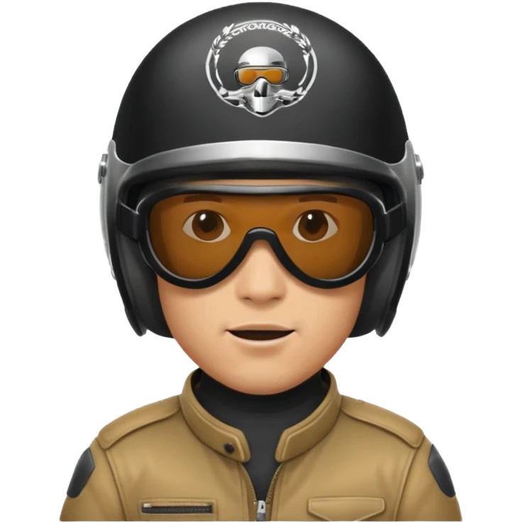 guy in motorcycle helmet and sunglasses, no mouth emoji