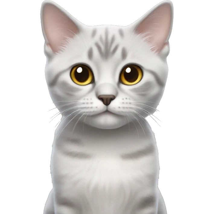 Petit chat Scottish short hair aux yeux bleus avec la queue grise emoji