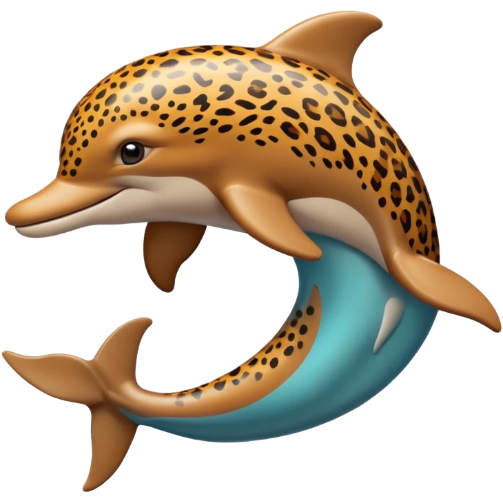 the dolphin emoji, but instead of blue skin it has leopard skin on the whole body (no blue anymore) emoji