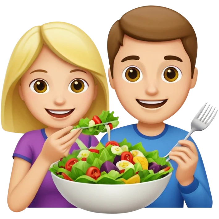 Couple eating salad  emoji