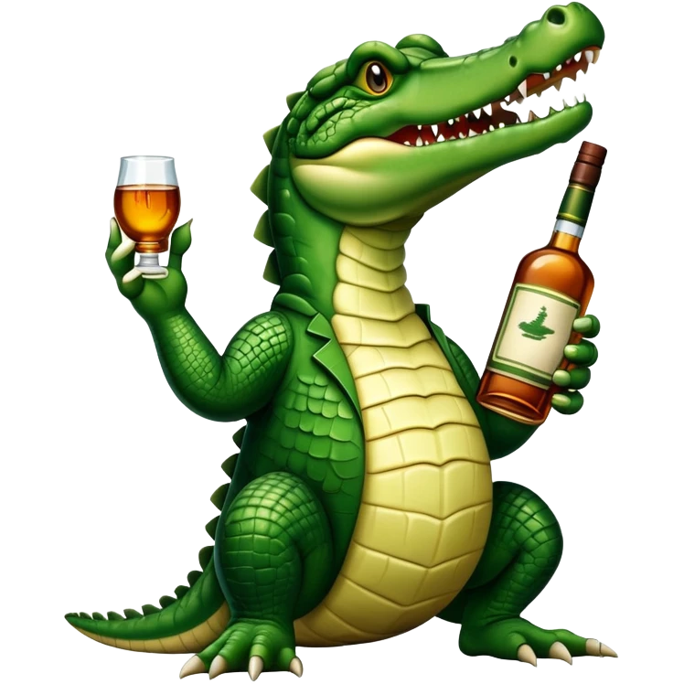 crocodile with a bottle of whiskey emoji