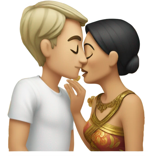 Balinese guy kisses a white-skinned girl emoji