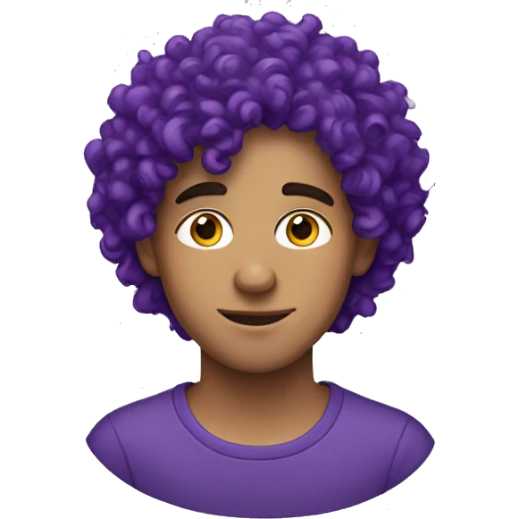 European man, purple curly hair, teenager, earring. emoji