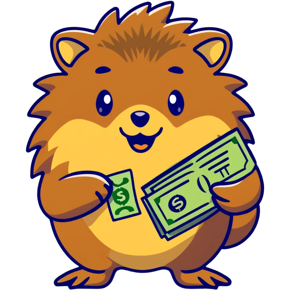 hedgehog with money emoji