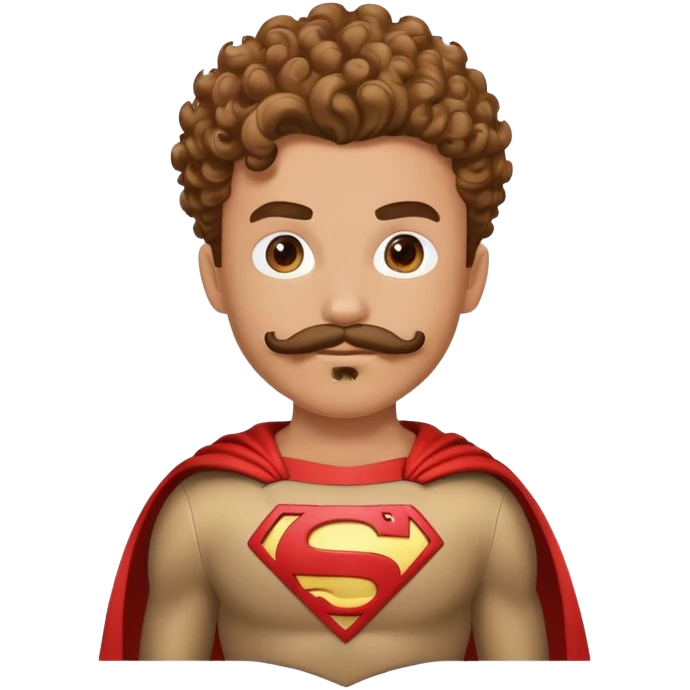 young teenage superhero sidekick with impressive curly mustache, smaller version of beard superhero costume emoji