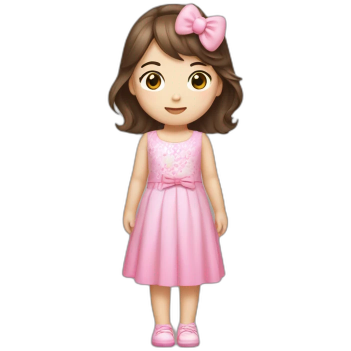 hello kitty asian girl with brown hair and pink dress emoji