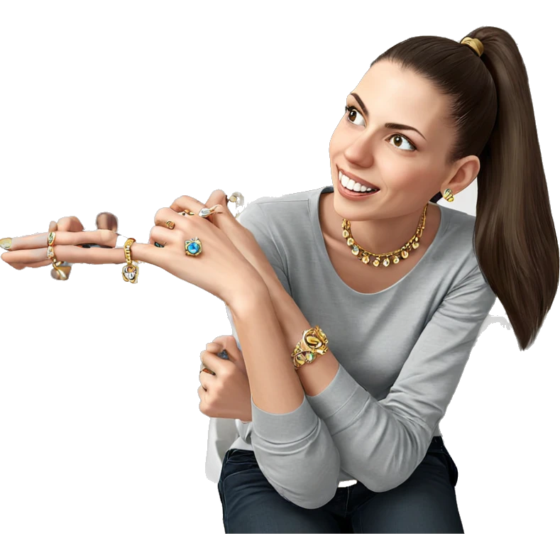 smiling girl with jewelry emoji