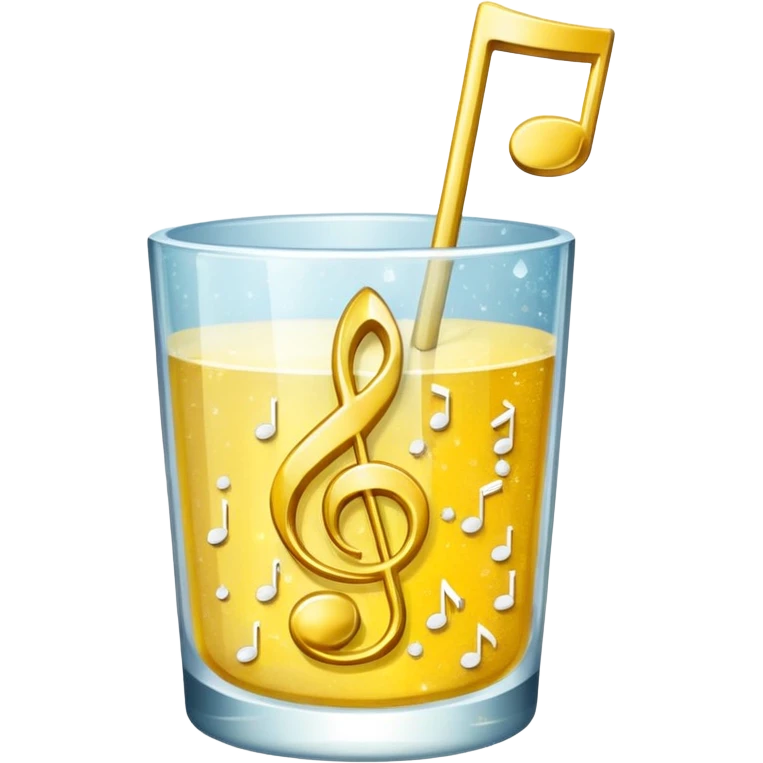 salt in the glass, sparkle icon(yellow), and music note in a row emoji