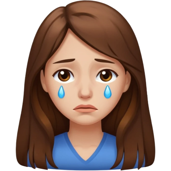 woman with long brown hair crying emoji