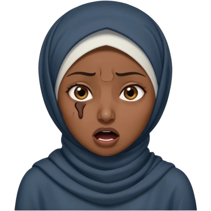A hijabi woman choking herself out of frustration and anger emoji