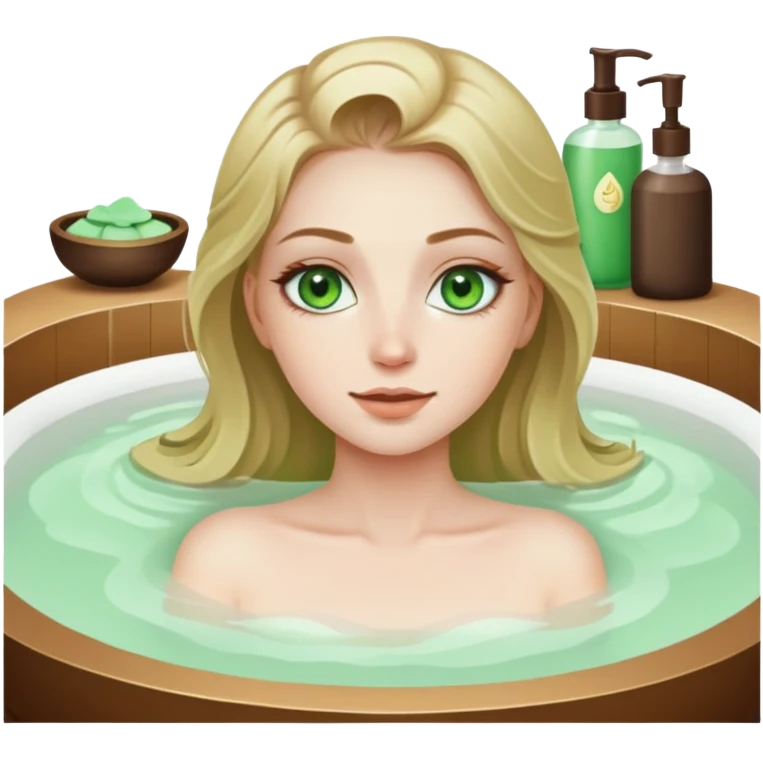girl with green eyes and dirty blonde hair enjoying a spa treatment emoji