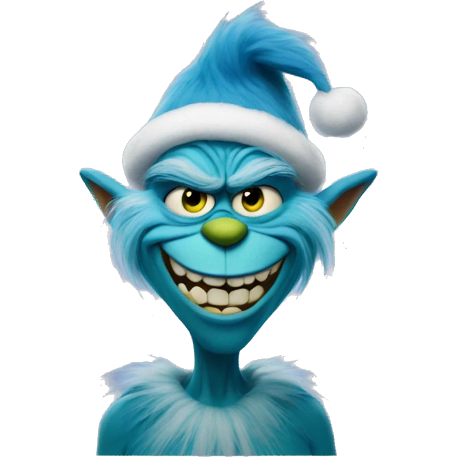 Blue grinch smirking emoji