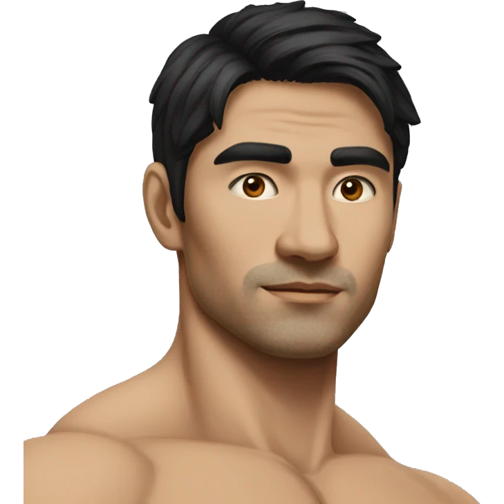 strong black haired central asian ripped nutrionist emoji