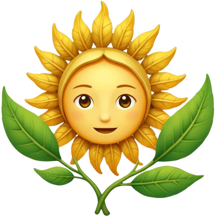 the sun that stretches out its arms to embrace, and its arms are shaped like leaves emoji