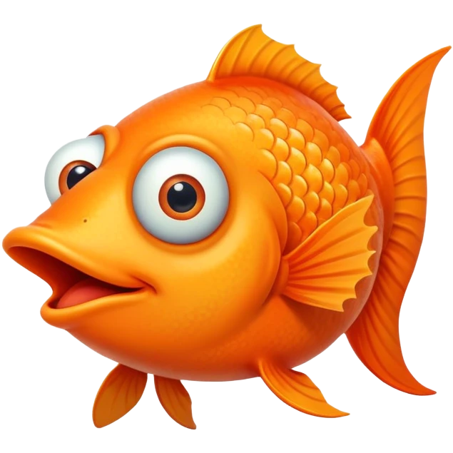 derpy stupid looking fish with googly eyes and goofy expression, facing directly to the right emoji