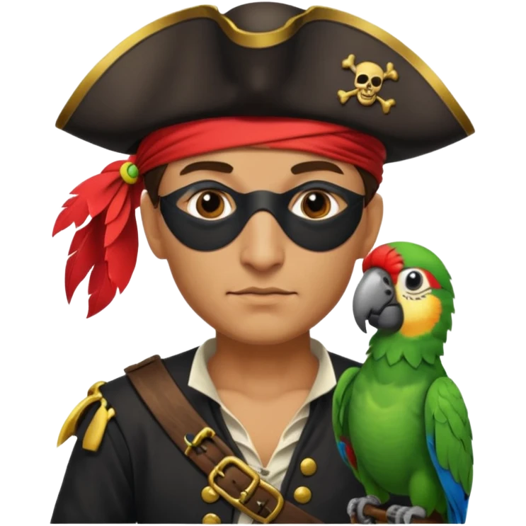pirate with eye patch and parrot emoji