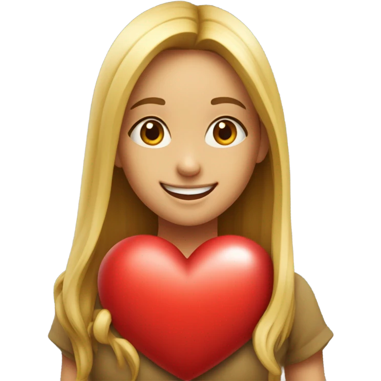 Really happy girl red heart emoji