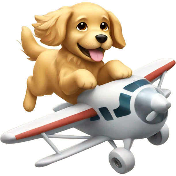 Golden retriever flying a plane emoji