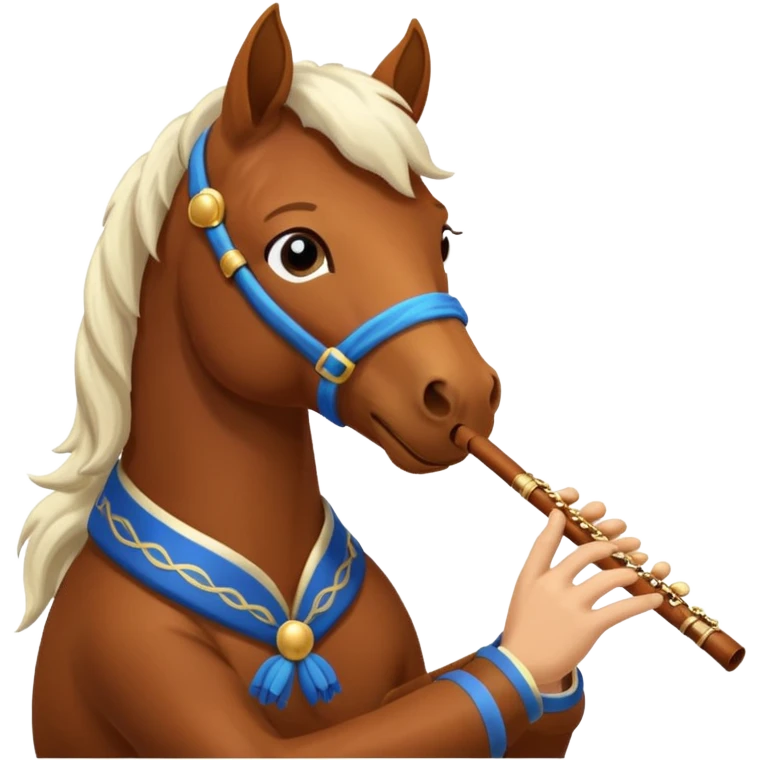 Horse playing the flut emoji