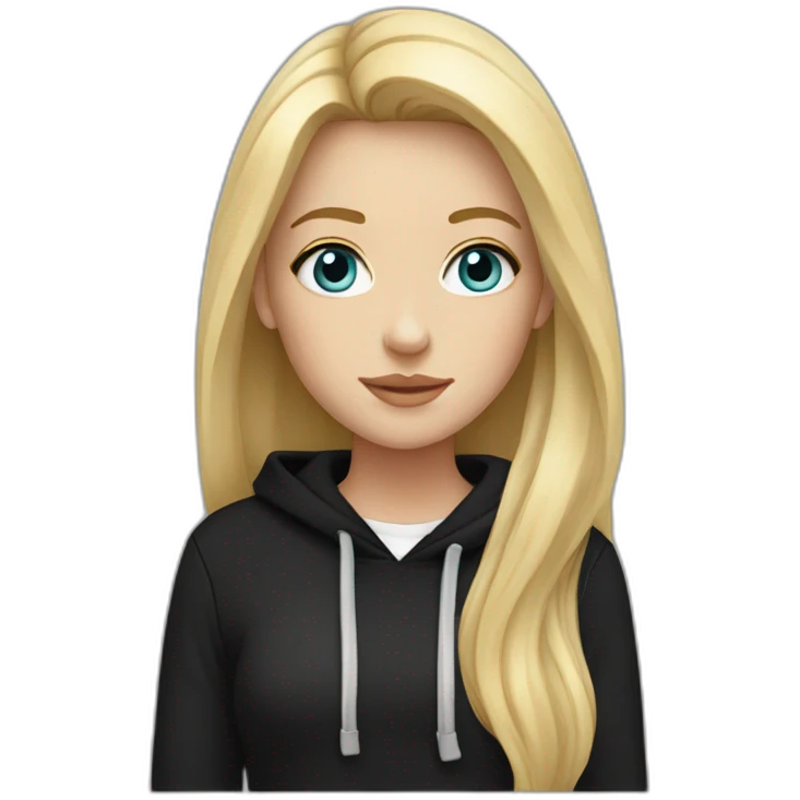 white girl with glass and long blonde hair and black hoodie emoji