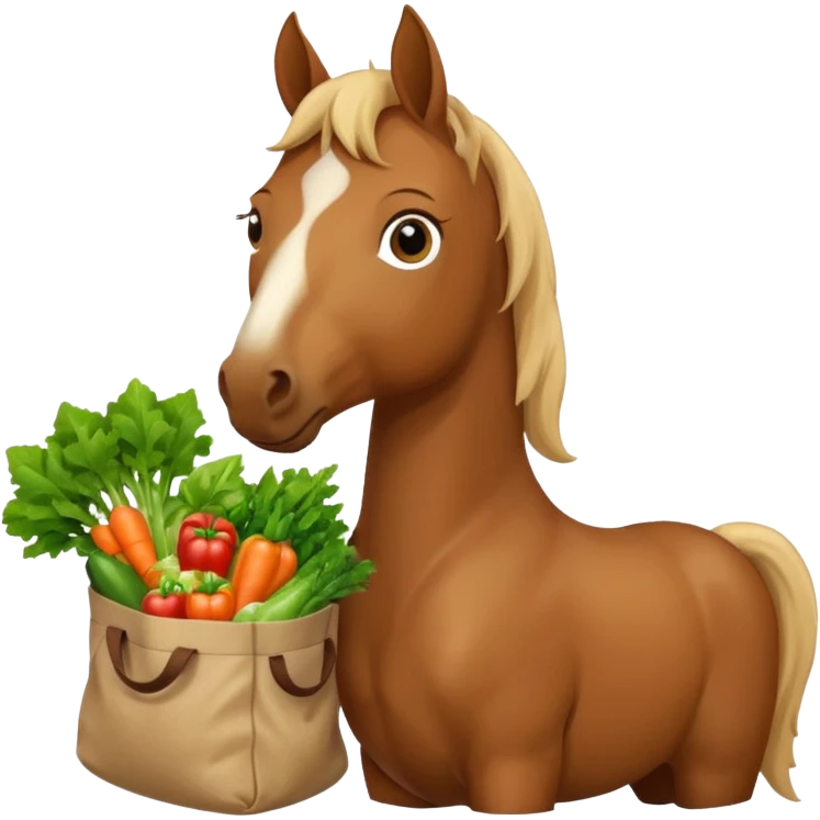 horse holding vegetables bag emoji