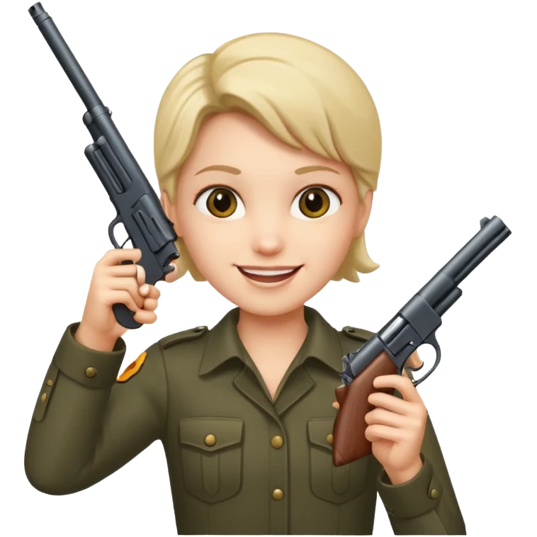 Make someone smiling and pointing a gun at you emoji