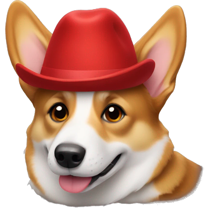 a corgi dog using red hat emoji