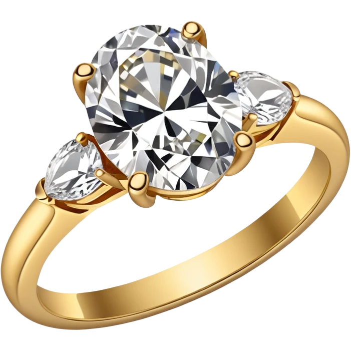 Oval diamond ring with gold and diamond band emoji