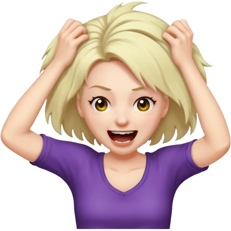 Manic laughter ripping hair out female emoji