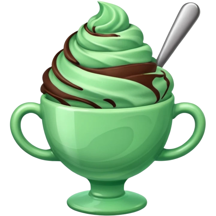 cup mint and chocolate ice cream emoji