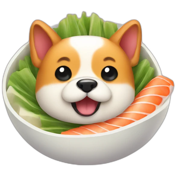 cute dog inside sushi like fish emoji