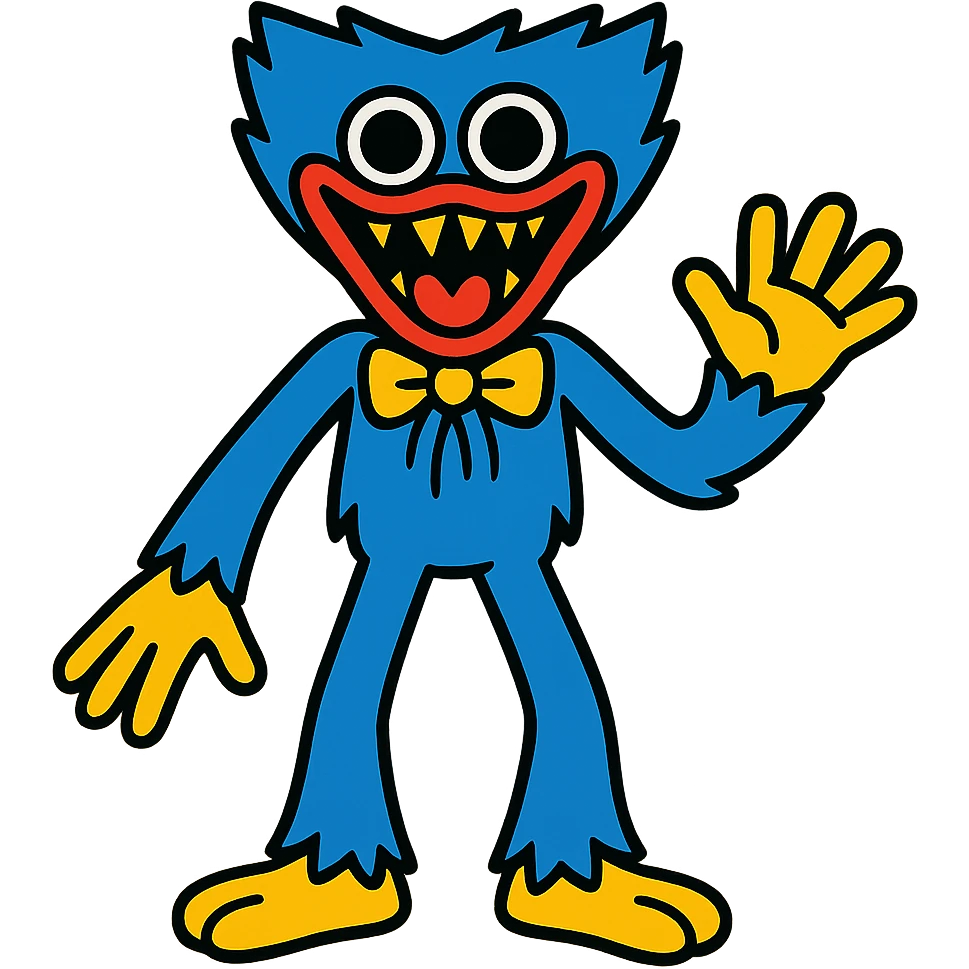 Huggy Wuggy character in vibrant toon style emoji
