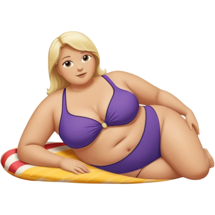 Obese blonde laying on beach  emoji