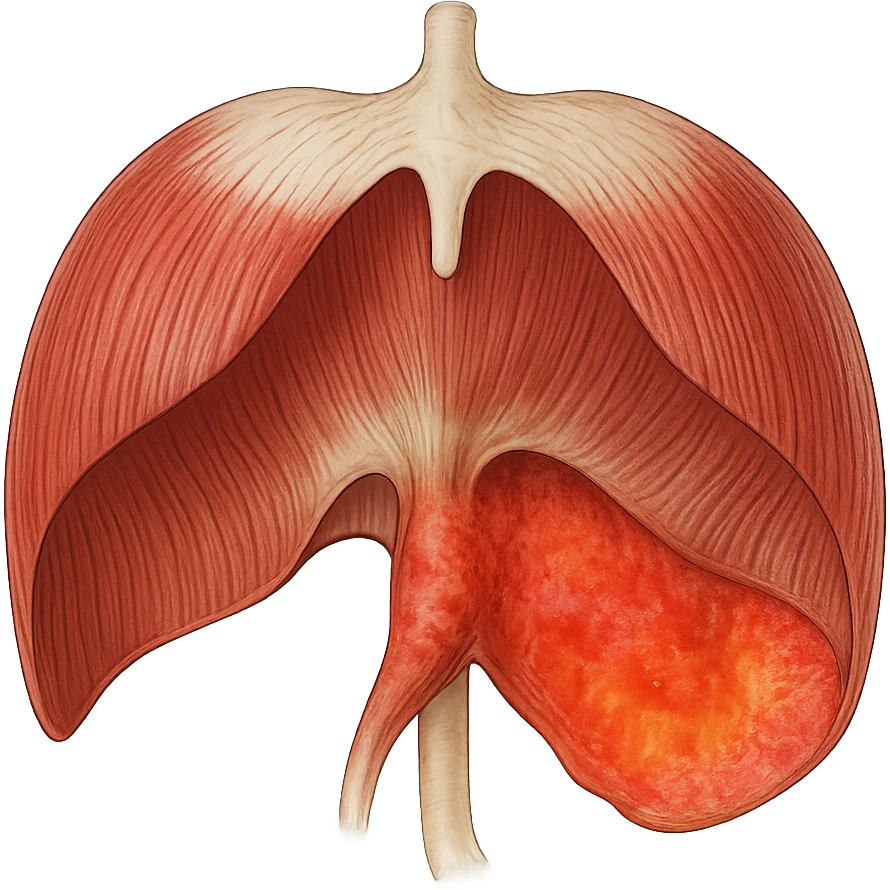 diaframma umano anatomico infiammato, isolato su sfondo bianco emoji