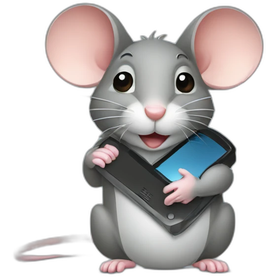 mouse holding computer mouse emoji