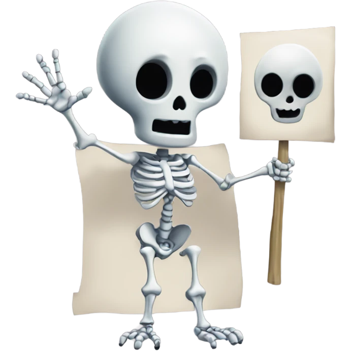 Skeleton ghost holding his sign that says Gideon emoji