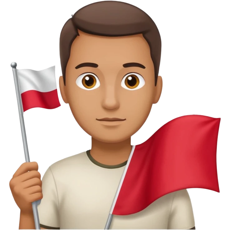 ultra realistic polish man with two-colored poland flag emoji