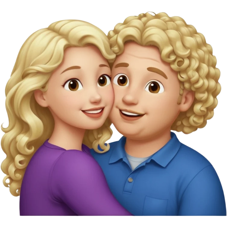 small white blonde girl kissing obese curly hair blonde white man emoji