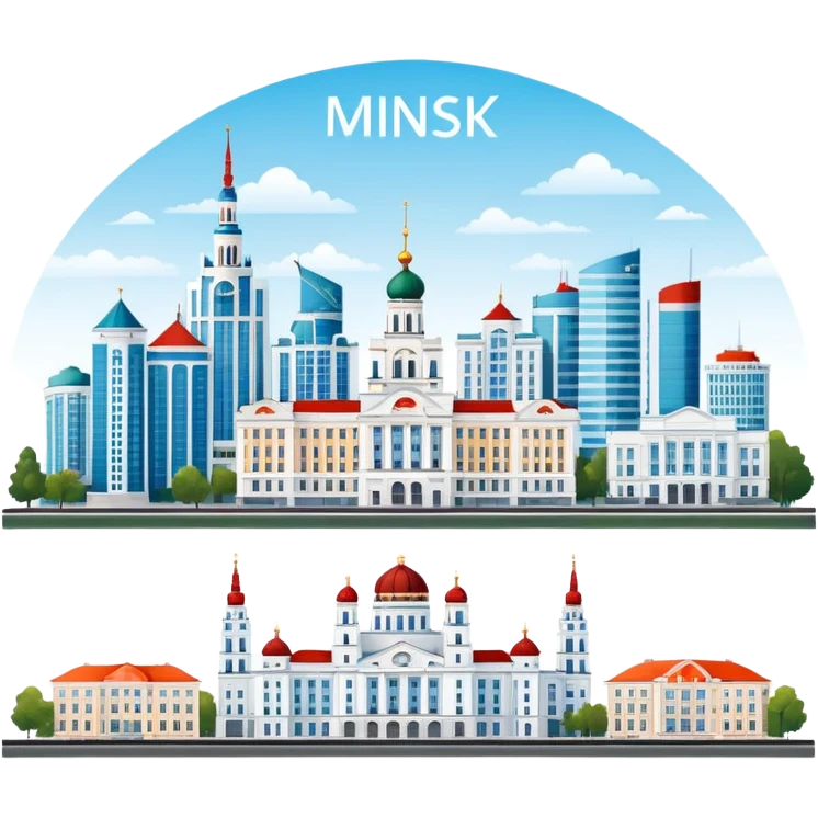 Minsk city skyline with iconic buildings and architecture emoji
