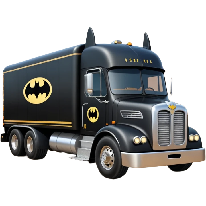 futuristic Batman’s Venomobile loosely based on 1956 freightliner moving truck (flat long straight organically-shaped mechanical roomy interior seating inside the body) stealthy town hot rod desert dirt racing rwd rail emoji